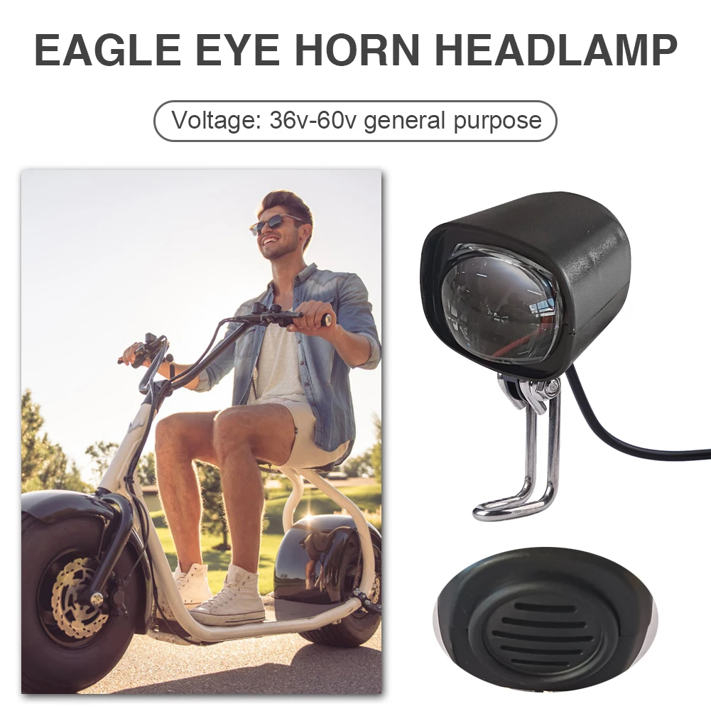 Waterproof Horn Headlight E-Scooter Motorcycle Waterproof Portable Electric Bike LED Front Light Cycling Elements