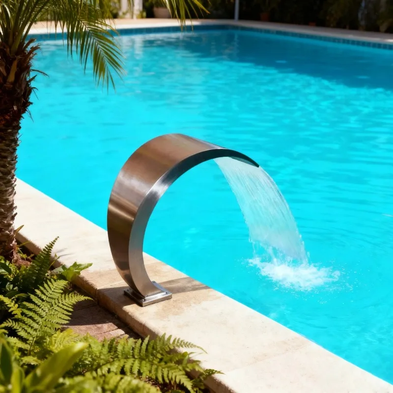 Hotel Country Moon Shape Garden Fountain Stainless Steel 304 Pool Cascade Spa Jet Swimming Pool Waterfall
