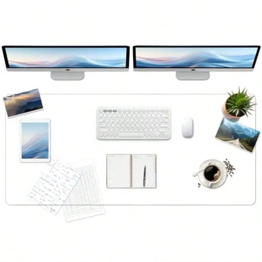 Clear Desk Mat Transparent Writing Desk Mat Durable Waterproof Multi-Functional Table Protector with Non-Slip Adhesive 23.62