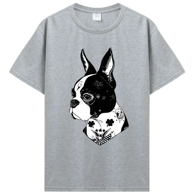 heavyweight Boy Tattooed  Terrier Dog T Shirt Rock And Roll Tees Men Plus Size Tee Shirt Christmas Gift Tshirt Cotton