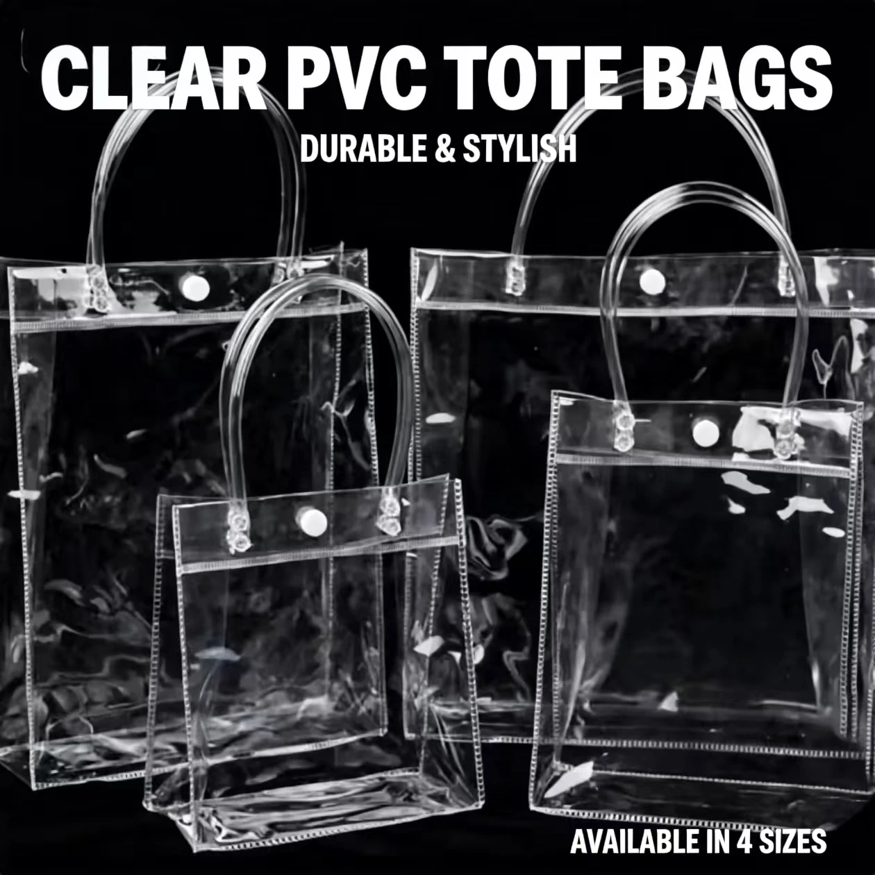 Sacs d'emballage transparents en PVC souple, 10 pièces/lot, avec boucle de transport, sac à main en plastique transparent, sac à cosmétiques