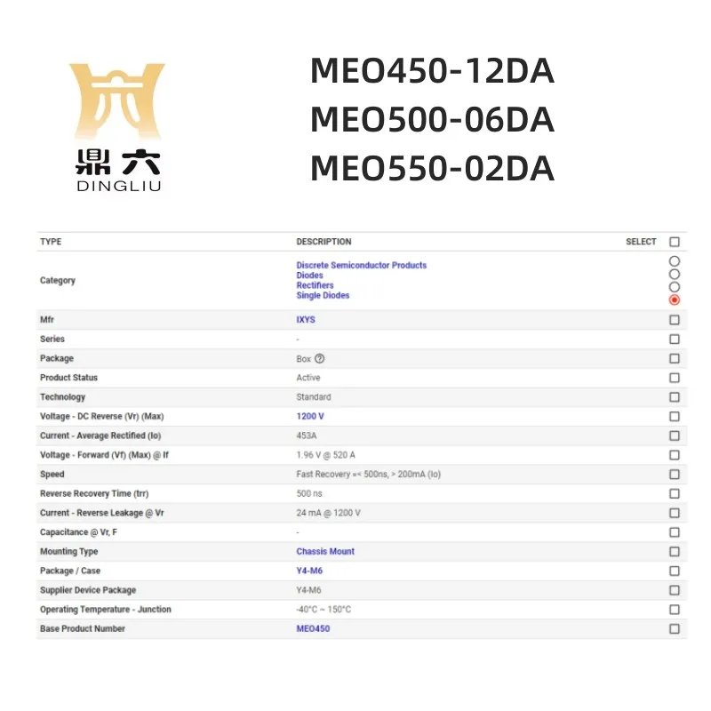 MEO450-12DA MEO500-06DA MEO550-02DA  Diode 1200 V 453A  Y4-M6