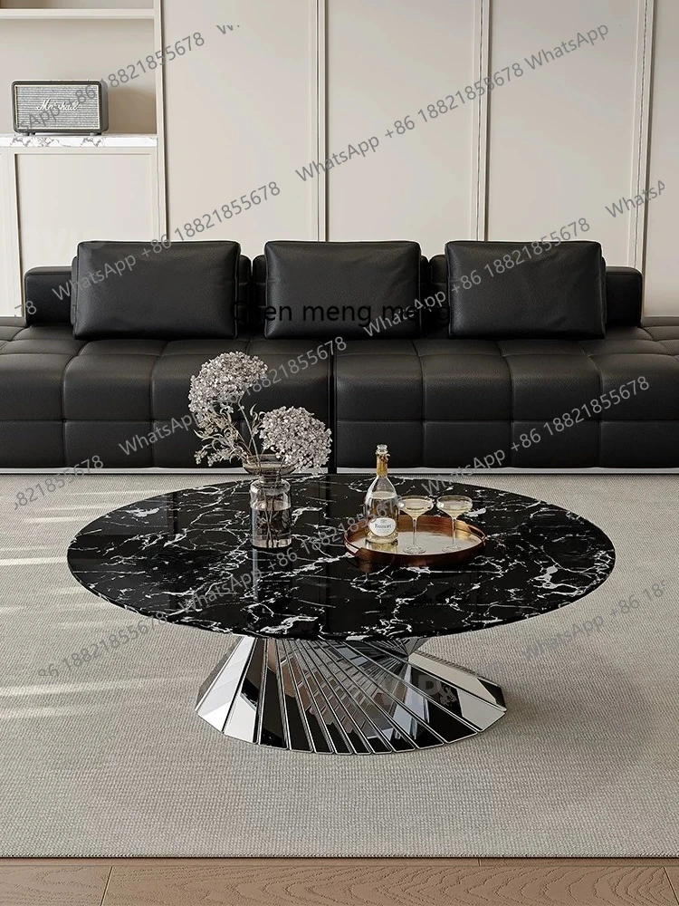 

Italian minimalist marble, coffee table personalized creative high-end living room stainless steel home