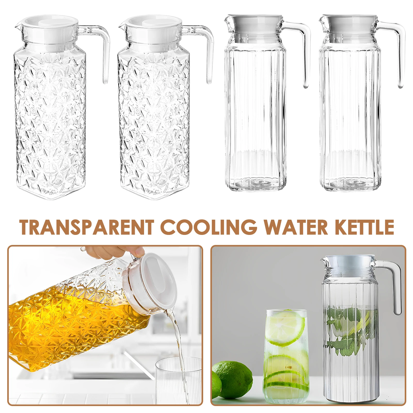2 Stück Wasserkrug aus Kunststoff, Transparente Saft-, Tee- und Milchkanne, Große Kapazität für Bar, Party, Wein, Bier, Getränkeaufbewahrung