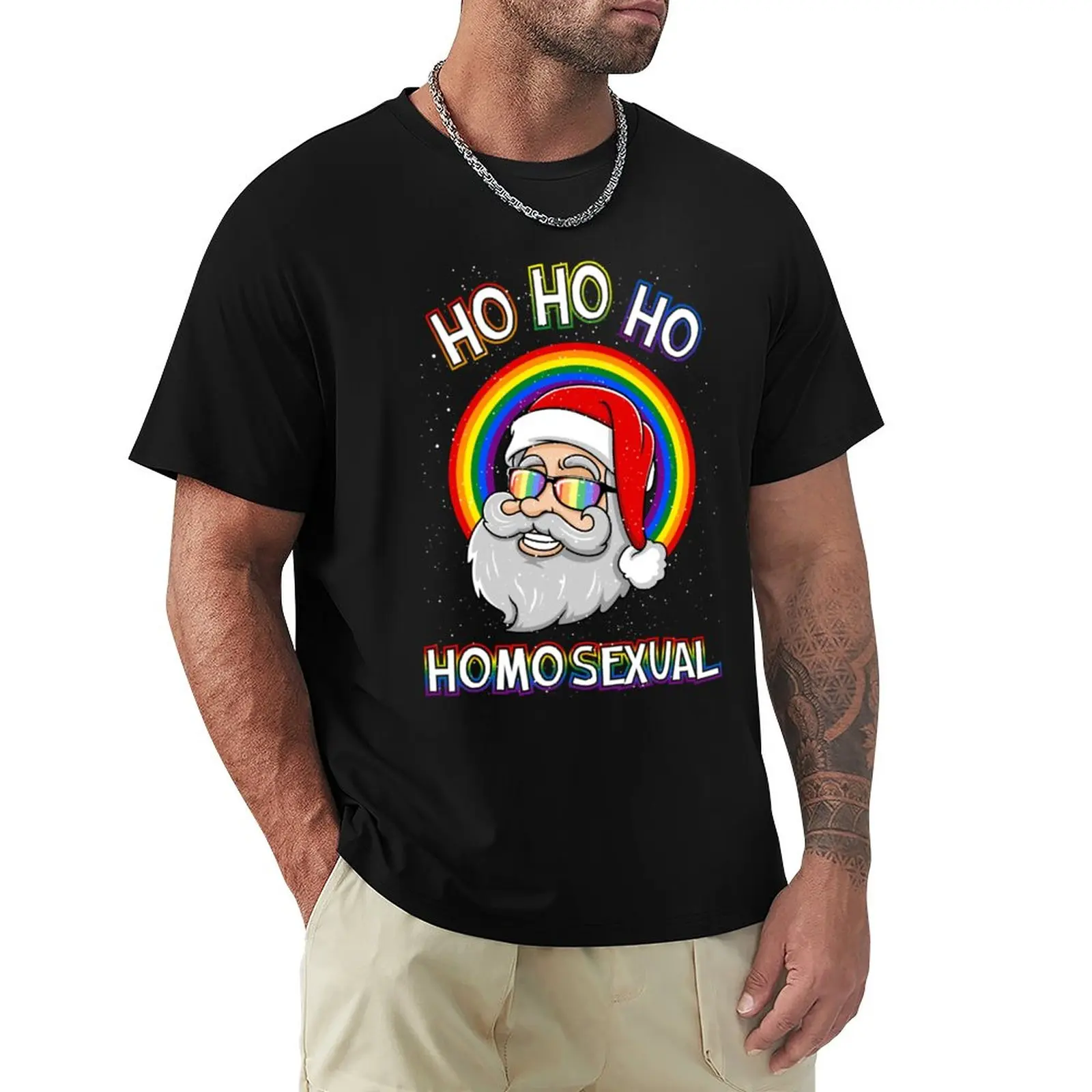 

Ho Ho Ho Homosexual Holigays LGBT Ugly Christmas Sweater Sweatshirt T-Shirt vintage animal prinfor boys t shirts for men pack