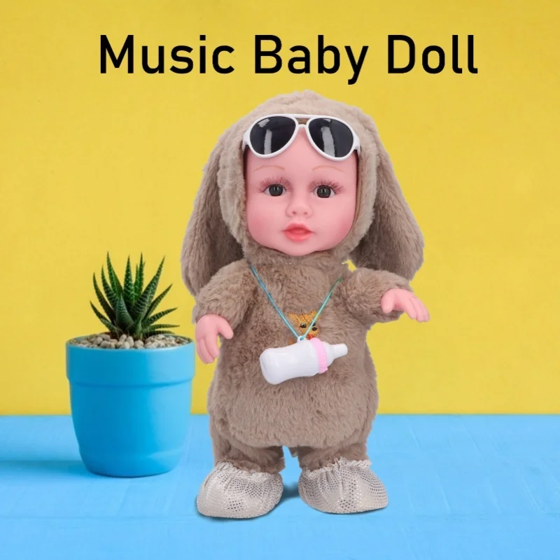Baby pluche muziek elektrische pop zingen dansen wandelen praten papegaaien babymeisje bruin