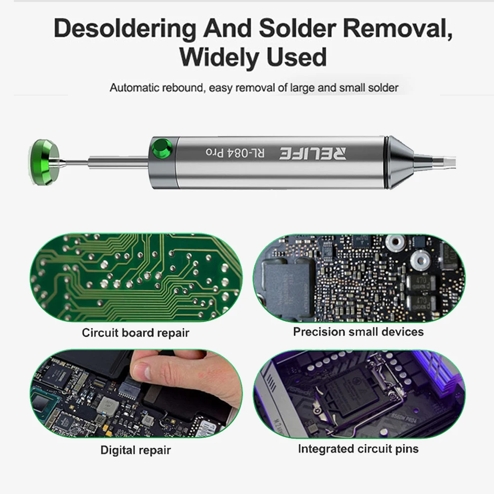 RELIFE RL-084Pro Aluminum Alloy High Temperature Resistant Strong Desoldering Tool for Motherboard PCB Repair Desoldering Tool