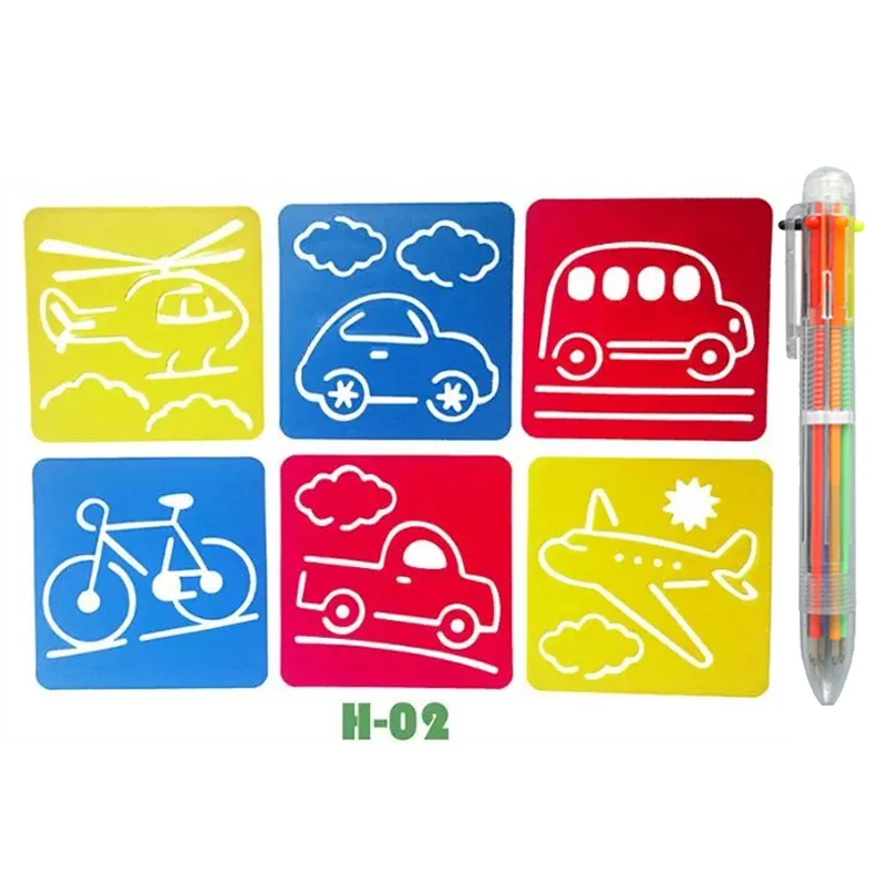 DIY Cartoon Shape Drawing Stencils for Educational Art