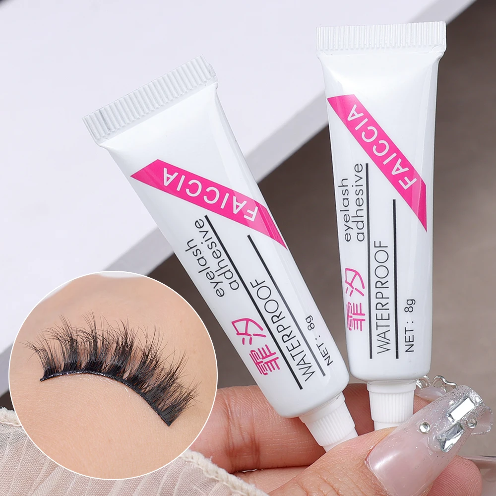 Colla per ciglia finte forte e impermeabile, autoadesiva ad asciugatura rapida, non irritante, colla per ciglia bianche-trasparente, strumenti per il trucco