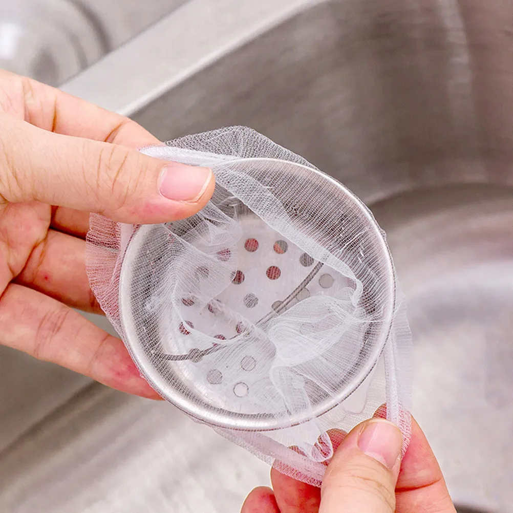 200Pcs Leak Mesh Filter Net Polyester Kitchen Sink Strainer Bag Anti-Block Garbage Filter Mesh Pouch for Restaurant Home