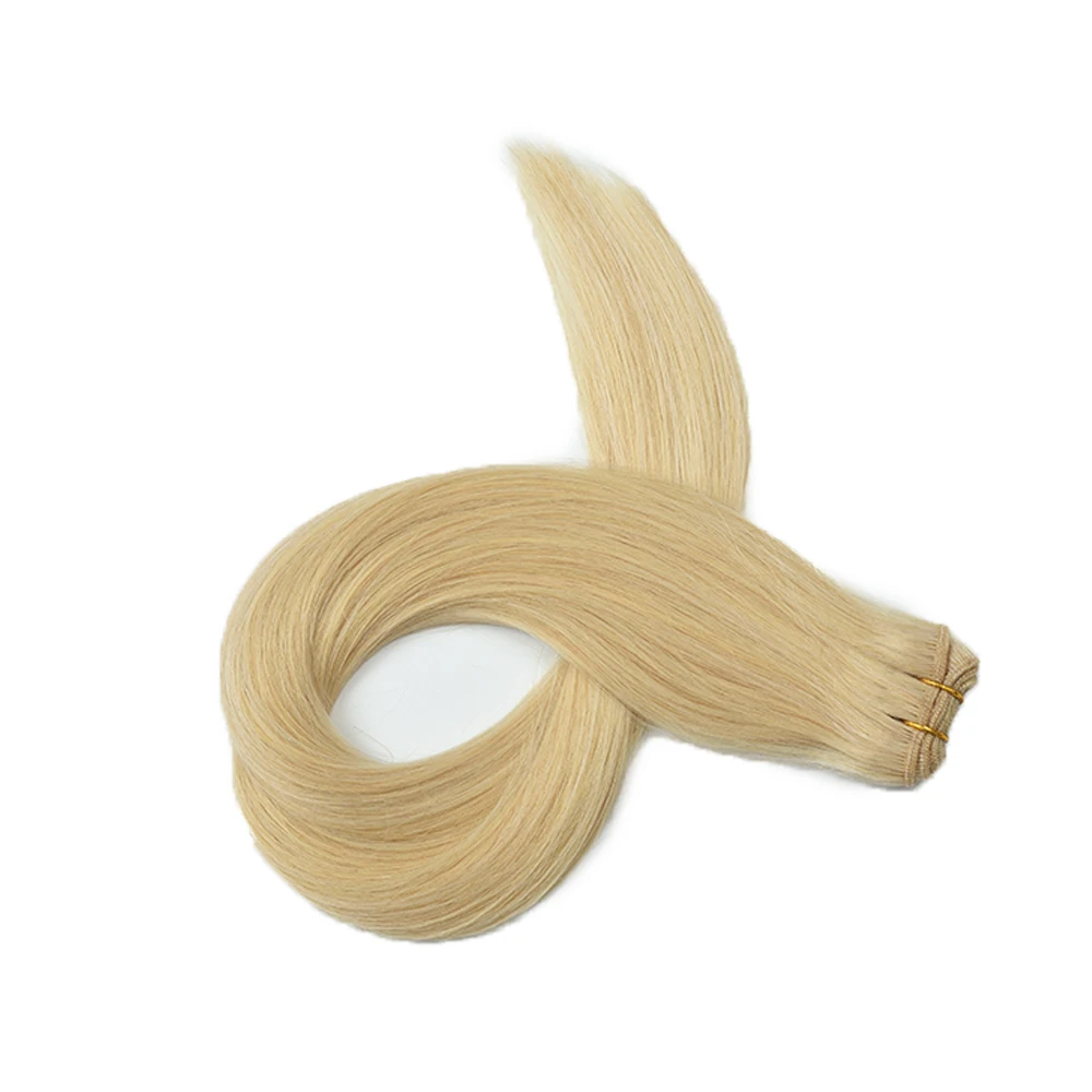 Extensiones de cabello de trama plana, cabello Remy ruso, venta al por mayor