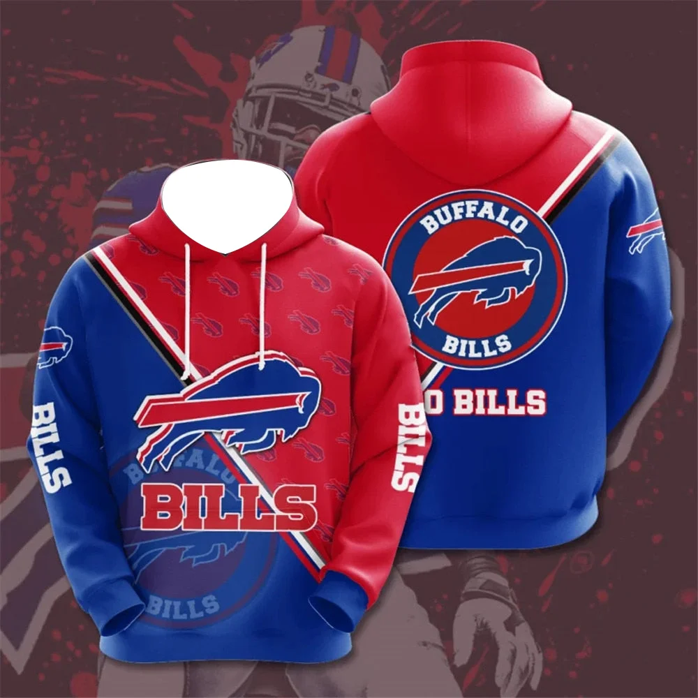 New Buffalo American football Hoodie Warm Popular Hoodie Casual Long Sleeve Pullover Hoodie Bills 3D Hoodie Style