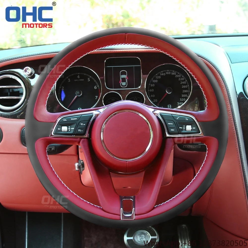 OHC MOTORS Leather Steering Wheel for Bentley Continental Cabriolet Old to New Upgrade Update 2016 2017 2018 2019 2020 2021 2022