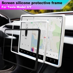 For Tesla Screen Protector Silicone Frame Display Edge Body Cover Central Control Accessories For Tesla Model 3 Y 2024 2023 2022