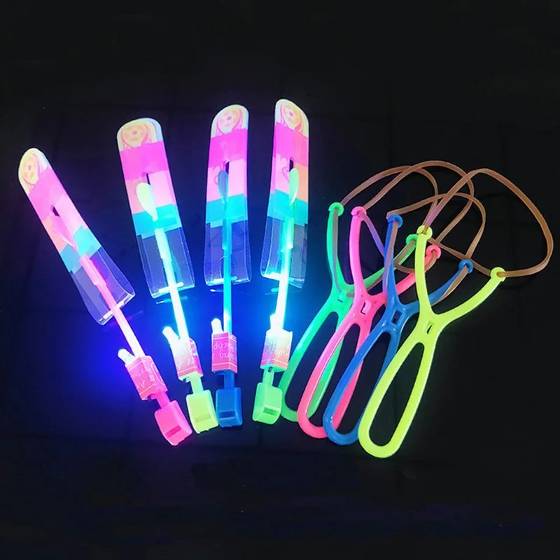 Tirachinas luminoso con flecha voladora para niños, juguete de fiesta con luz LED intermitente, para iluminar el cielo, 3/10 piezas