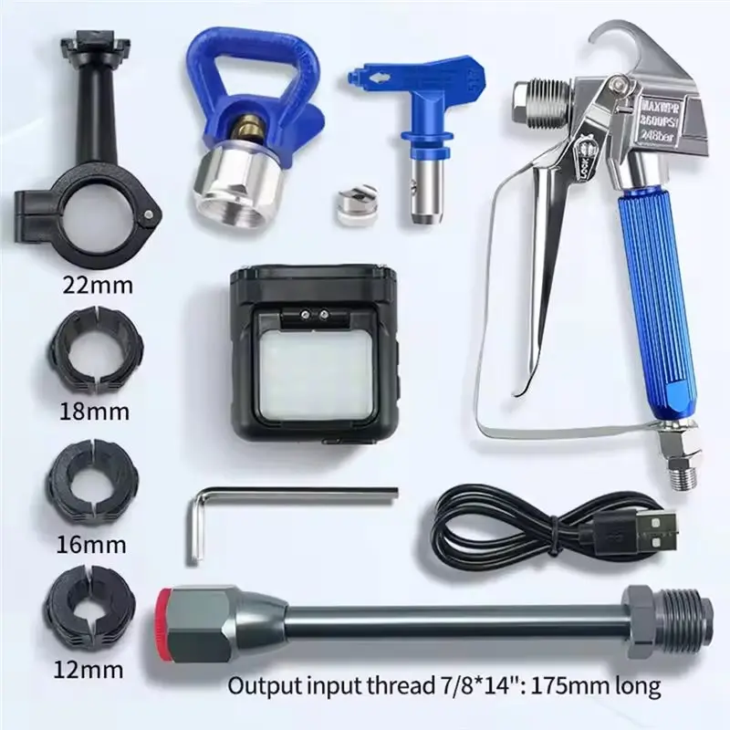 DTEN-For Airless Spray Gun LED Auxiliary Light With Intelligent Sensor For Paint Sprayer 12/16/18/22Mm Rod For Airless Spray Too
