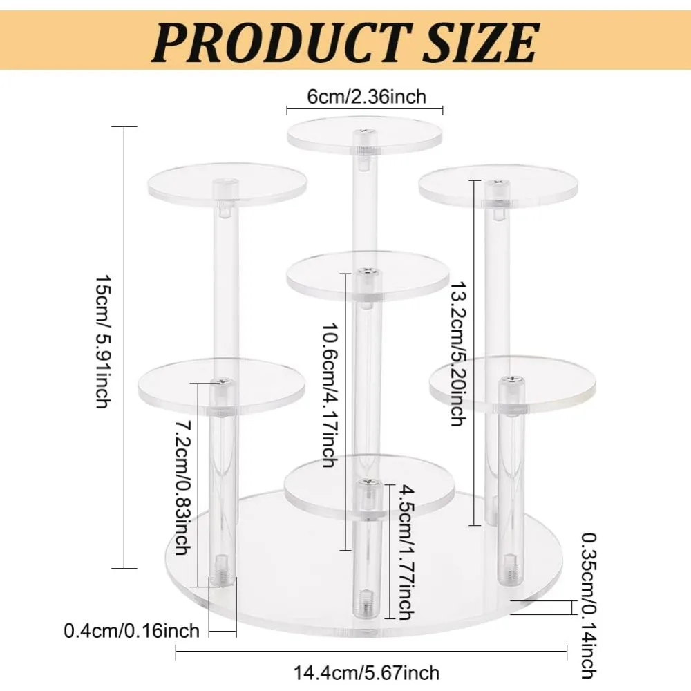 Round Acrylic Display Stand 7 Tier 2.36 inch Clear Acrylic Display Shelf(Come with Screwdriver) Risers