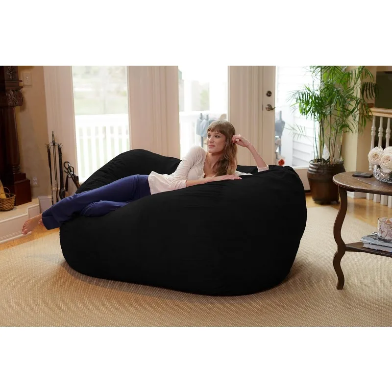 Bean Bag Chair: Huge 6' Memory Foam Furniture Bag and Large Lounger - Big Sofa with Soft Micro Fiber Cover - Black