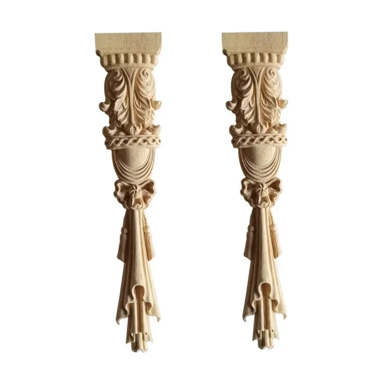 Accessories Carved Stigma Solid Wood Fireplace Cabinet Vertical Flower Roman Column Decoration European Style Home