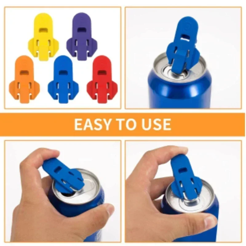6PCS Easy Can Opener Bottle Opener Plastic Drink Lid Random Color Easy To Use Kitchen Accessories Cool Gadgets