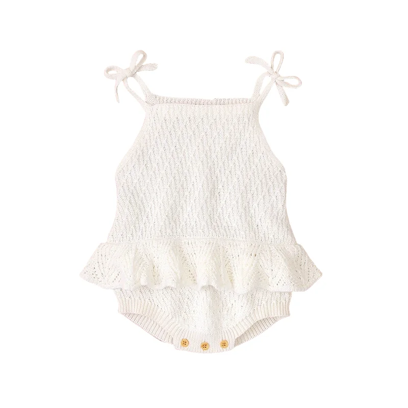 100% القطن متماسكة الطفل رومبير 0-2 سنة Bowknot تكدرت حبال بذلة للفتيات الرضع أزرار خاطفة حفاضات تغيير تصميم رومبير