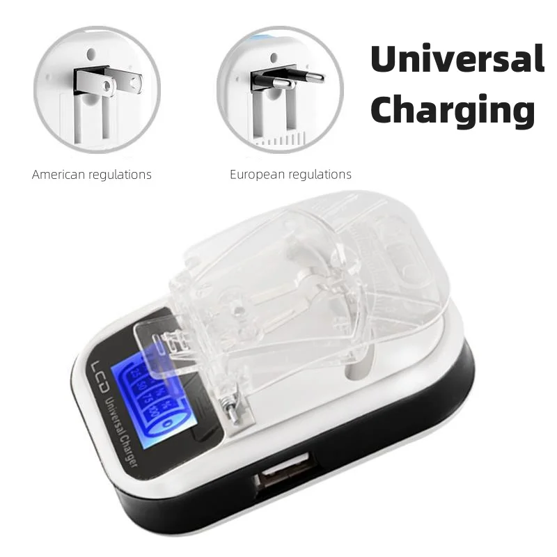 Universal Travel Universal Charger European Standard High foot Flat foot Black Three Light American Standard  Quick Charge LCD