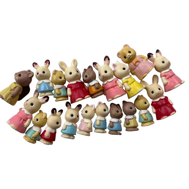 Figurines d'animaux de la famille Forester pour enfant, jouet en PVC, lapin, beurre, chat, ours, 1 pièce