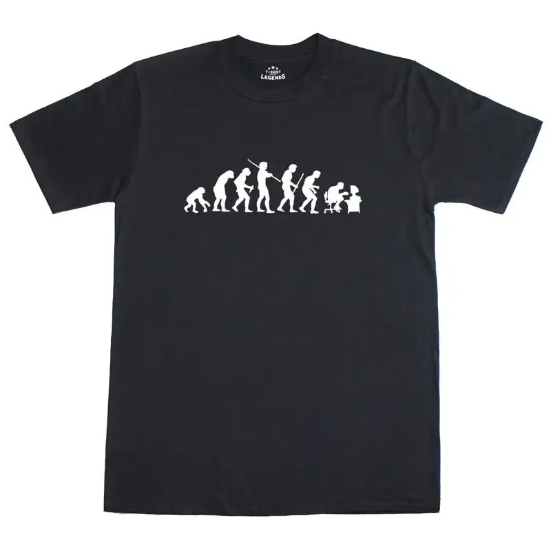 Evolution Of Man A Ordenador Gamer Geek Funny Hombre Holgado Camiseta Algodón T shirt