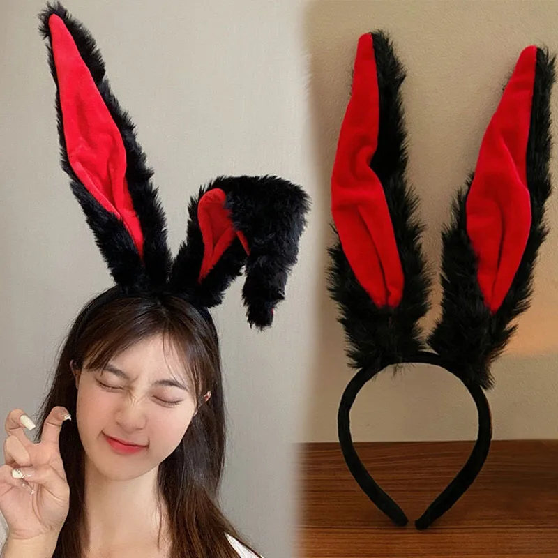 

Lolita Cosplay Bunny Ears Headband Fluffy Plush Sweet Long Rabbit Ears Hair Hoop Cartoon Anime New Year Headpiece for Women Men