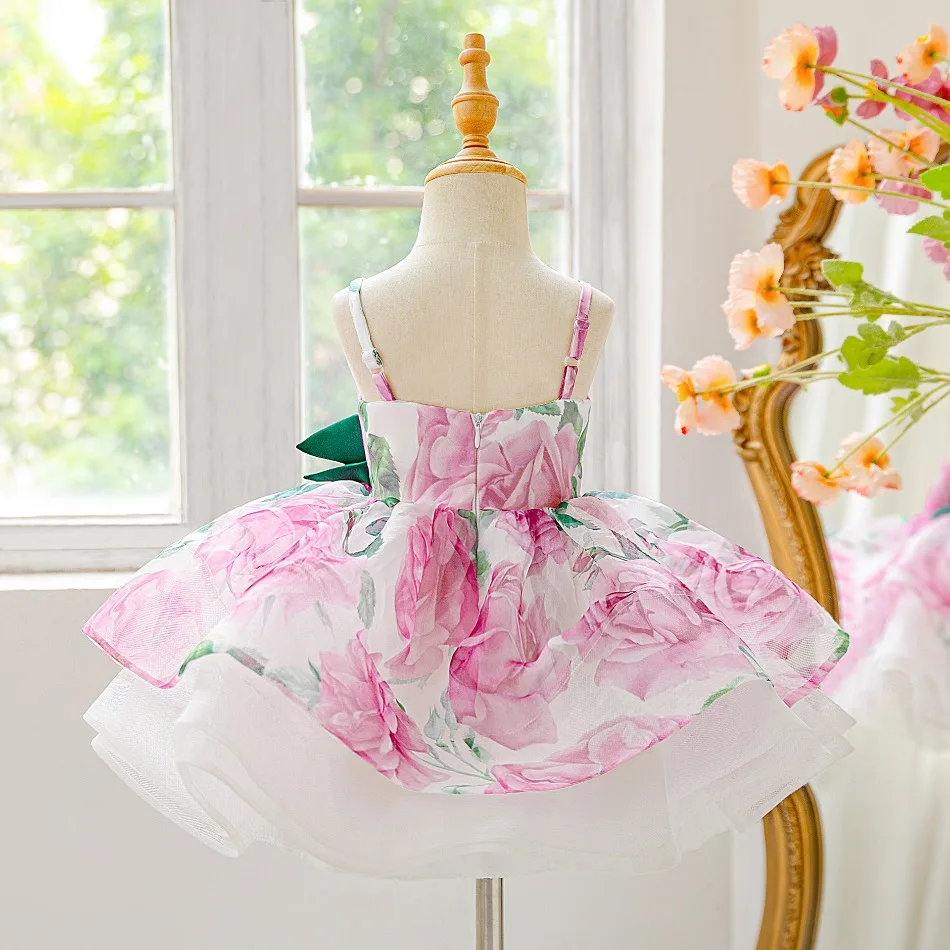 Toddler Baptism Flower Dress Elegant Lace 1st Birthday Dress Princess Prom Dresses Baby Girls Bridesmaids Wedding Costumes ASQ03 - view 3