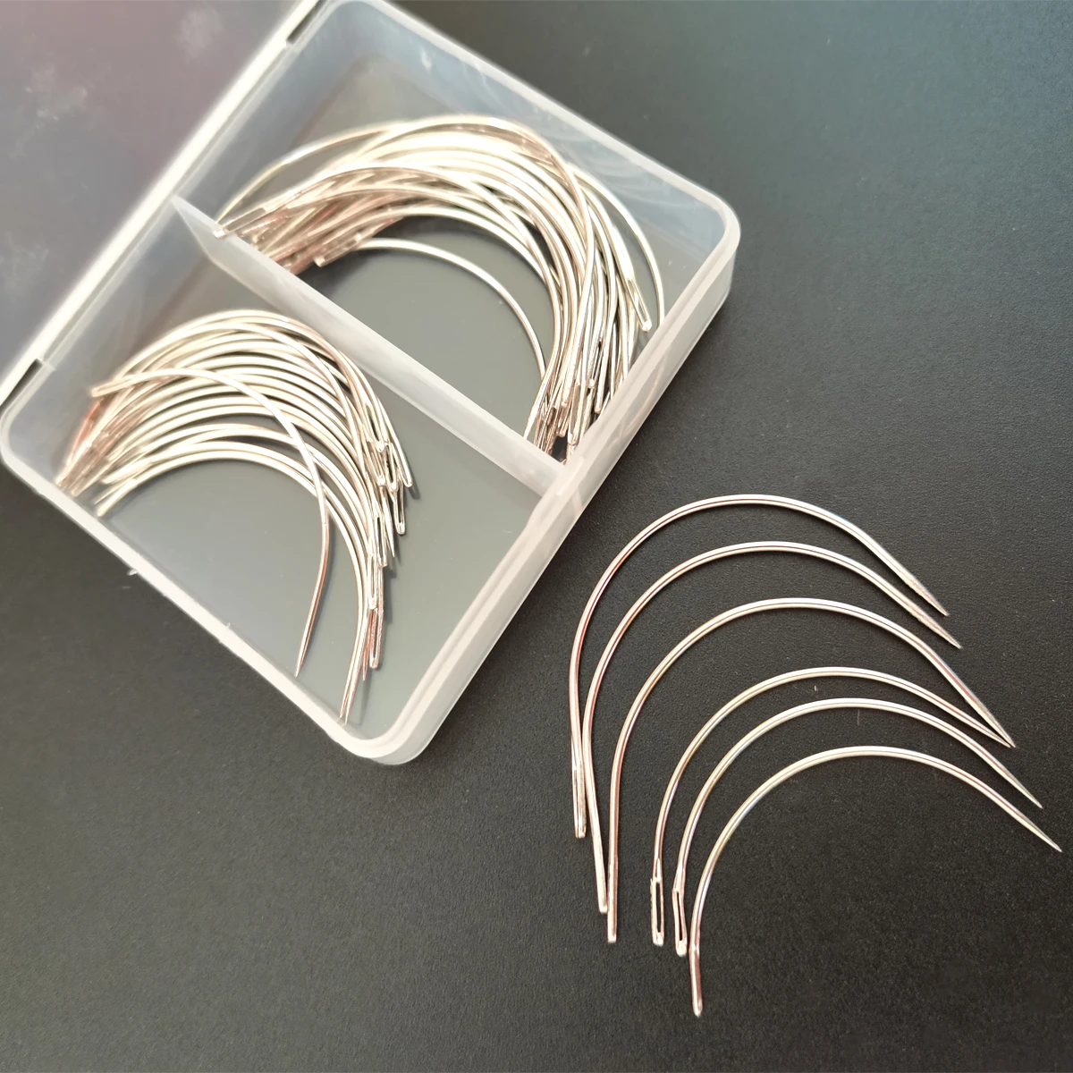 50Pcs/Box Steel Curved Needles C Type Wig Making Needles Making Lace Wigs Hair Necessary Accessories Tools ﻿