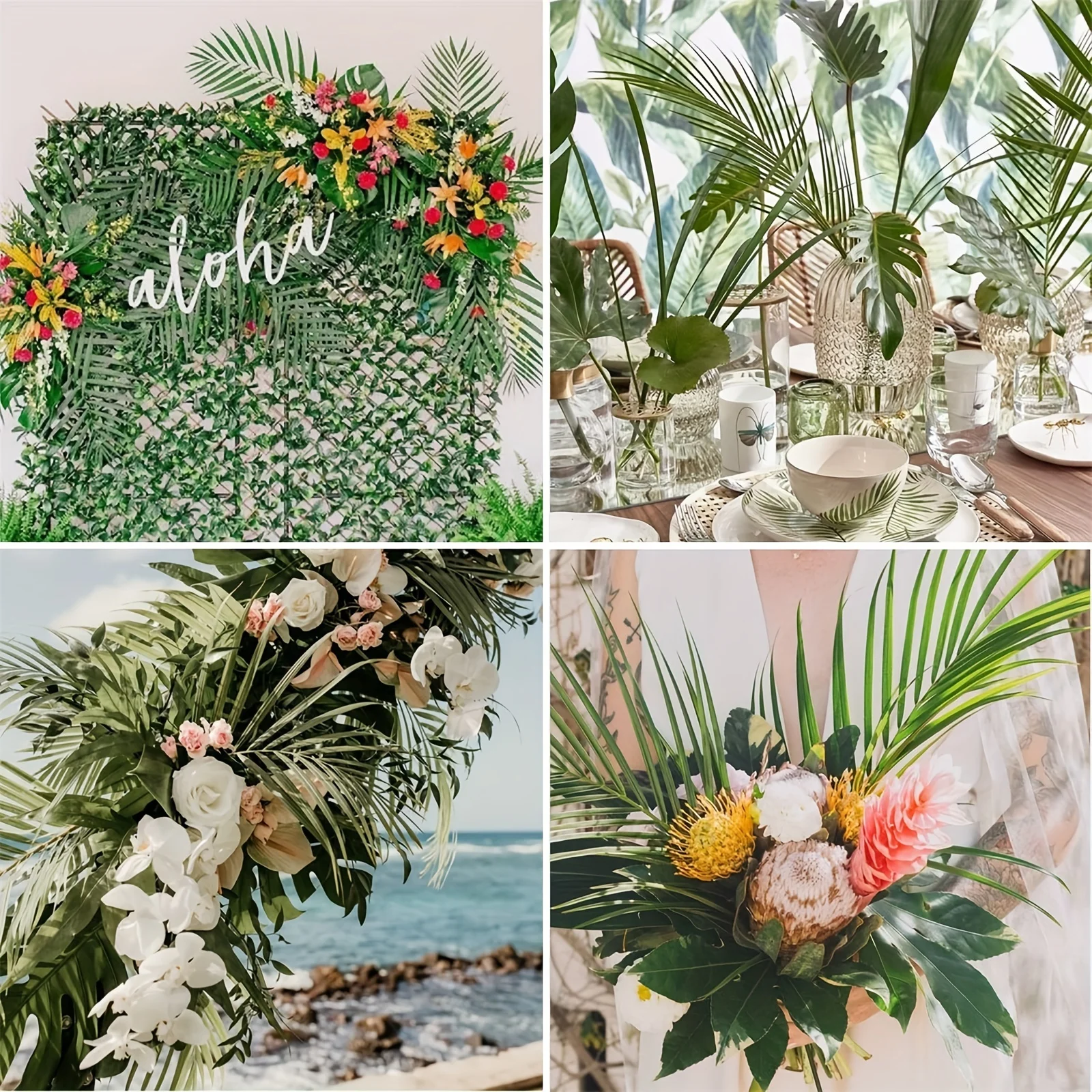 5pcs Artificial Plant Tropical Palm Leaves Decoration Summer Hawaiian Jungle Party DIY Wedding Garden Decor Artificial Plant