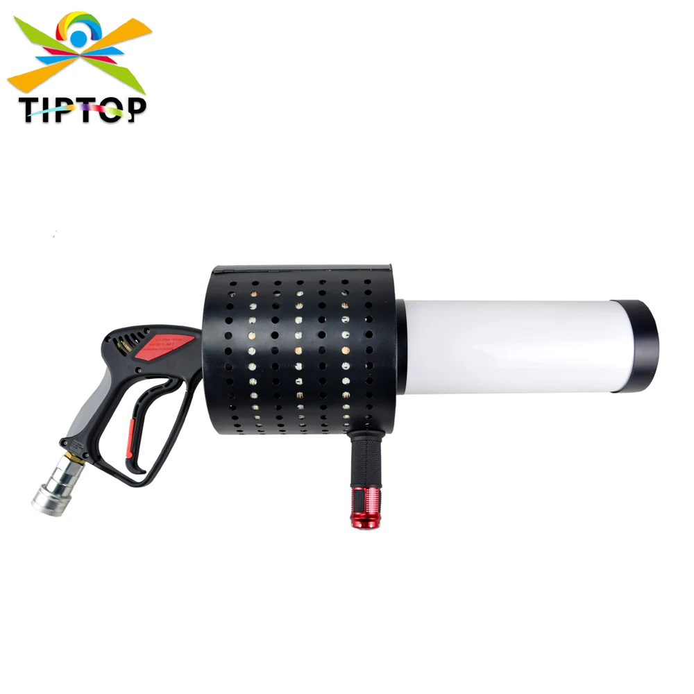 tiptop pequena mao segure rgb led confetti pistola de papel jet x bateria aa precisa clube disco danca hall co2 jet cannon 3in 1 01