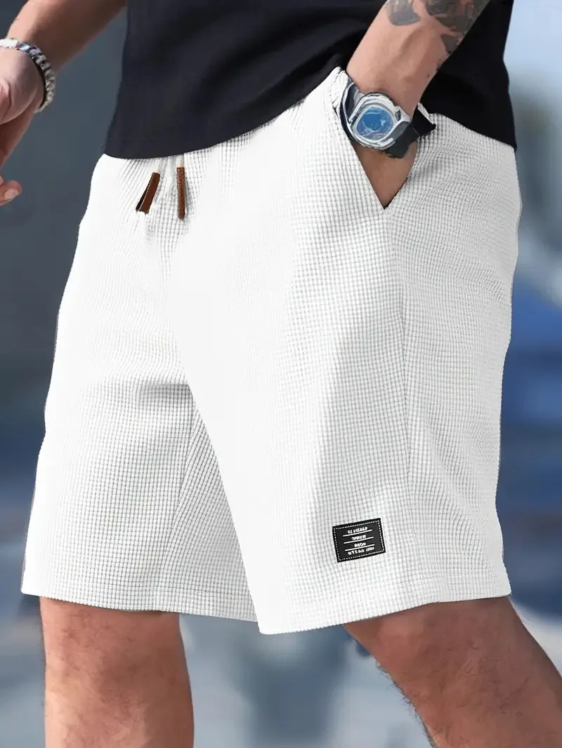 2026 Sommer Herren Waffelstruktur Freizeit-Sport-Strandshorts Schnelltrocknend Trendige Atmungsaktive Bermuda-Shorts Streetwear 