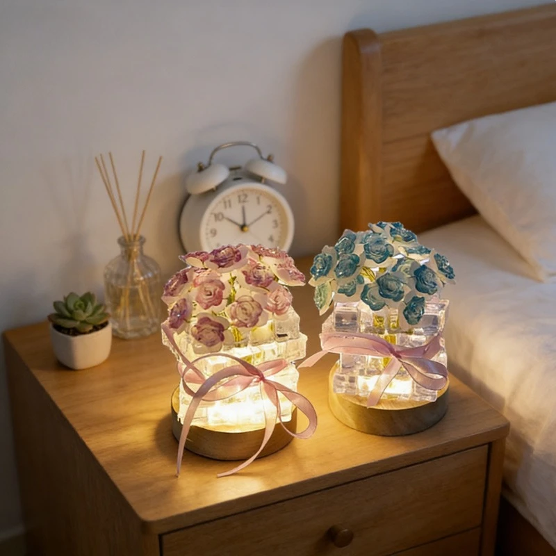 7/18/22 Roses Handmade DIY Ice Cube Night Light Material Pack Home Bedroom Decoration Holiday Gift Handmade Lovers