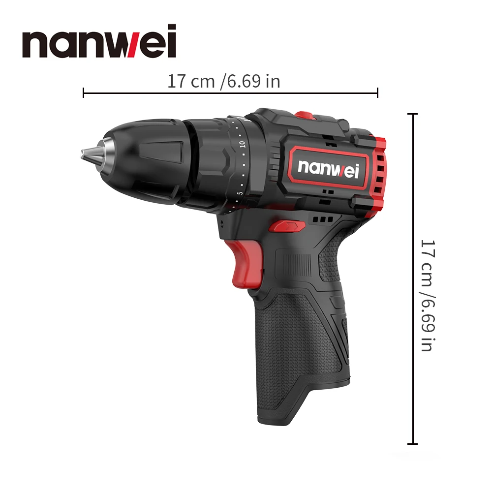 NANWEI 12v brushless impact drill multifunctional screwdriver with dual speed adjustment compact and easy to carry