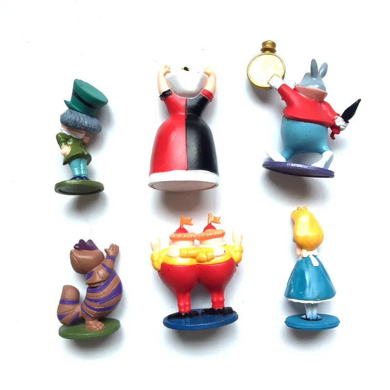 6Pcs 7-8cm Disney Alice in Wonderland Action Figure Doll GK Model Scene Cake Decoration PVC Collection Miniature Ornament Toy