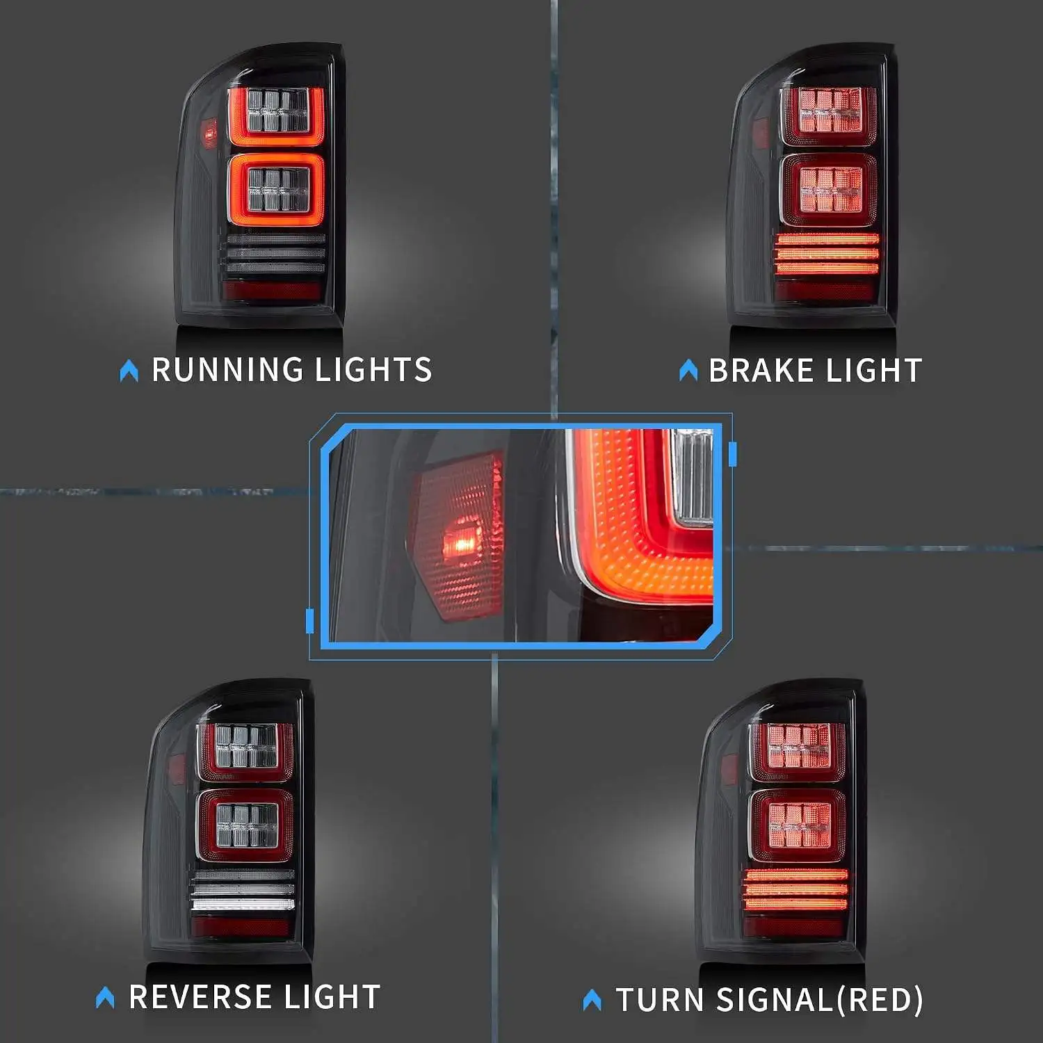 VLAND 420W 12V LED Tail Lights For Silverado 1500/2500HD/3500HD GMC Sierra 3500HD 2007-2014 (Excludes Classic/Hybrid/Single Rear