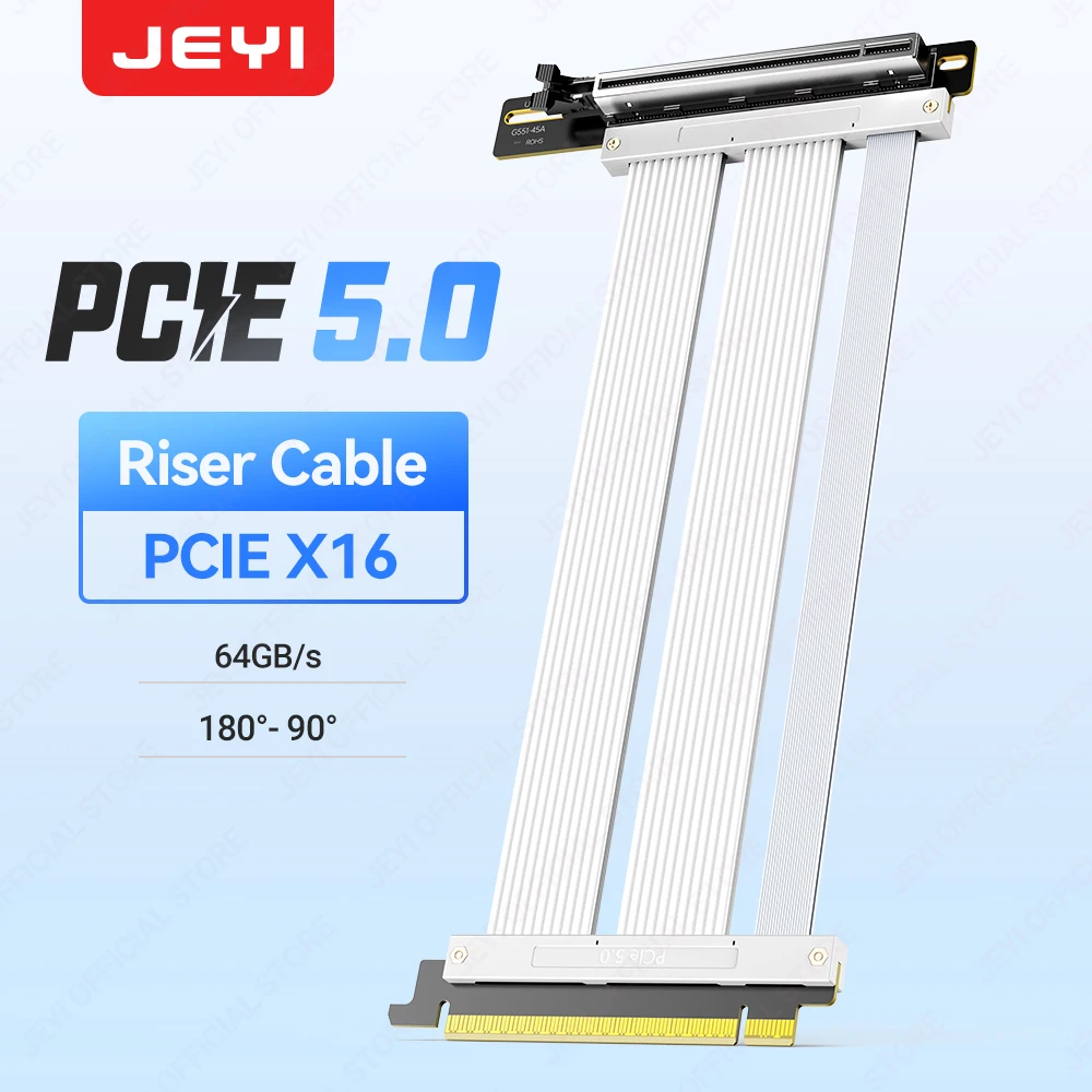 JEYI PCIe 5.0X16 Riser Kabel Videokaart Hoge Snelheid Flexibele Extender PCI Express Verlengsnoer Klaar Voor RTX 5090/5080/RX8900