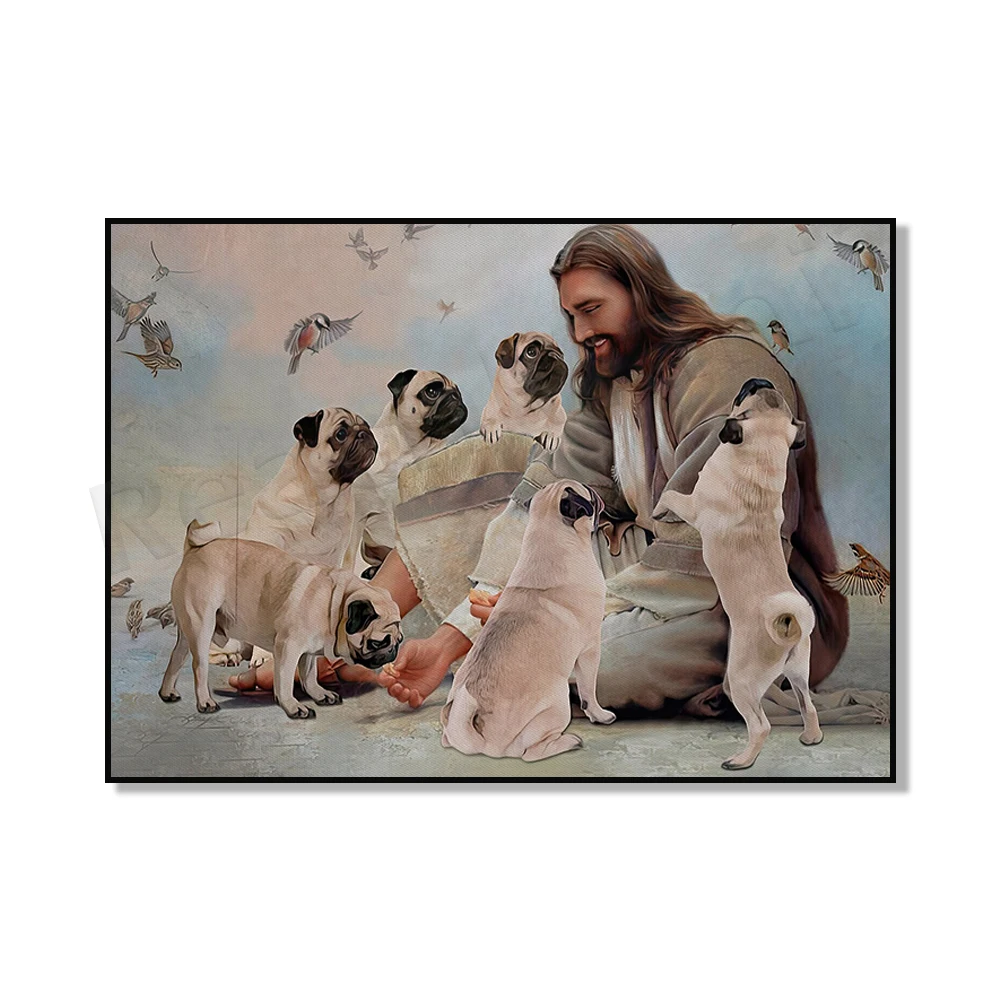 ملصق هدية God Surrounds Raccoon، Cat، Pomeranian، Shih Tzu، Chihuahua، Rottweiler، Pug، Golden Retriever، Angel Christian Gift