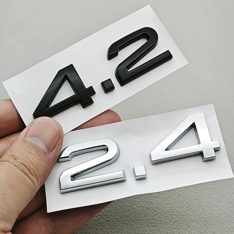 Naklejki samochodowe 3D ABS chromowane czarne litery logo TDI 2.4 4.2, emblemat na tylną klapę bagażnika, naklejki na Audi A4 A6 A8 Q5 Q7, akcesoria