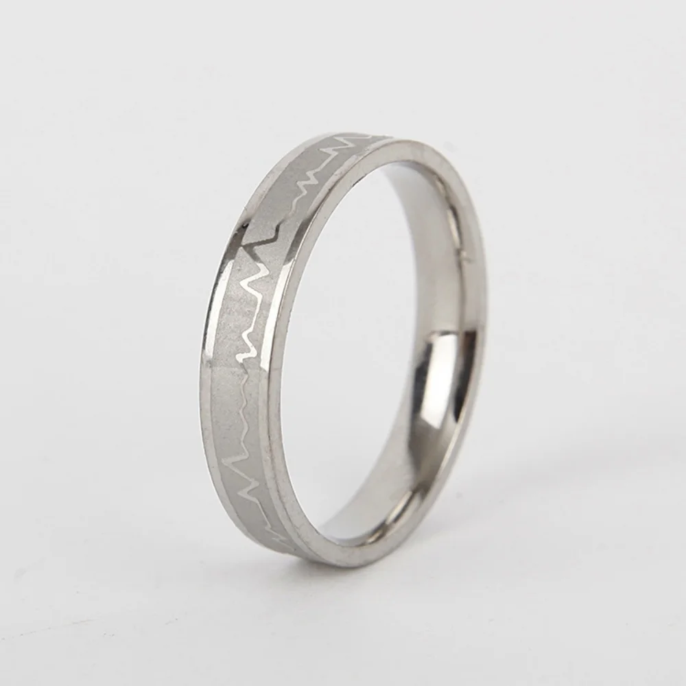 Nieuwe Hot Selling Rvs Hartslag Patroon Paar Ring Voor Vrouwen Mannen Sieraden Accessoires Groothandel Maat 7-11