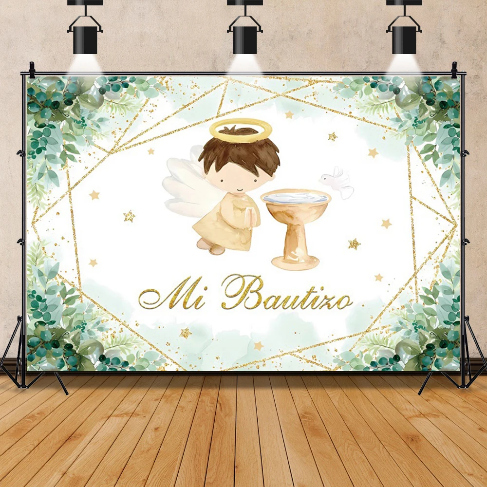Fondo de bautismo para recién nacido, Fondo de fotografía de Cruz dorada, Mi Bautizo, niño, niña, Baby Shower, primera comunión