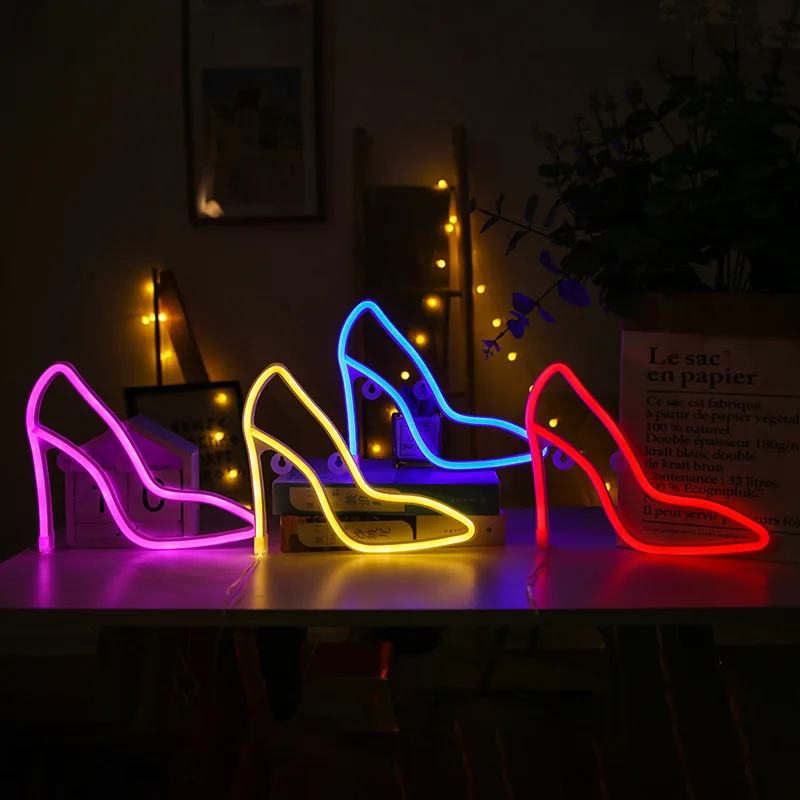 High heels LED Neon Sign USB/Battery Powered LED Light for Bedroom Room Decoration Gift Night Light Decoration Party Holiday