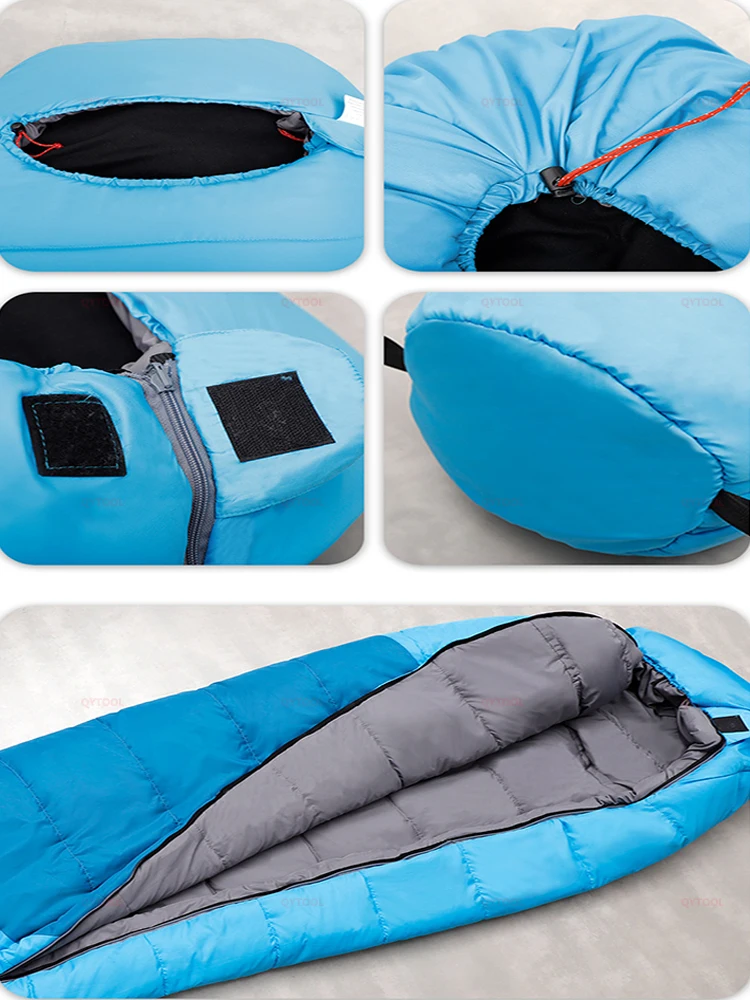 Mountainhiker Mummy Sleeping Bag Cotton Filled Portable Folding Camping Sleeping Bag Adult Outdoor Winter Autumn Thicken Hiking