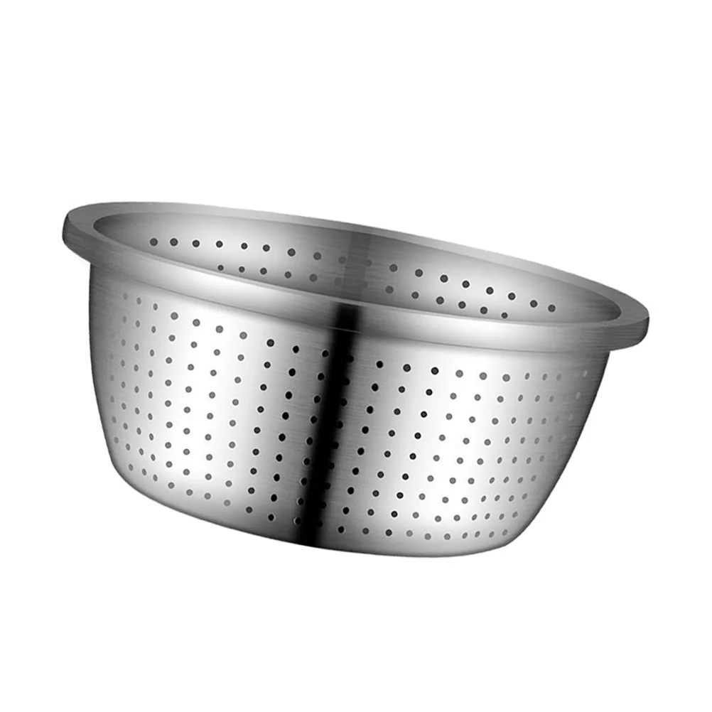 

304 Stainless Steel Drain Basin Fruit Vegetable Washing Bowl Multi-Hole Design Dishwasher Safe Rustproof for Indoor