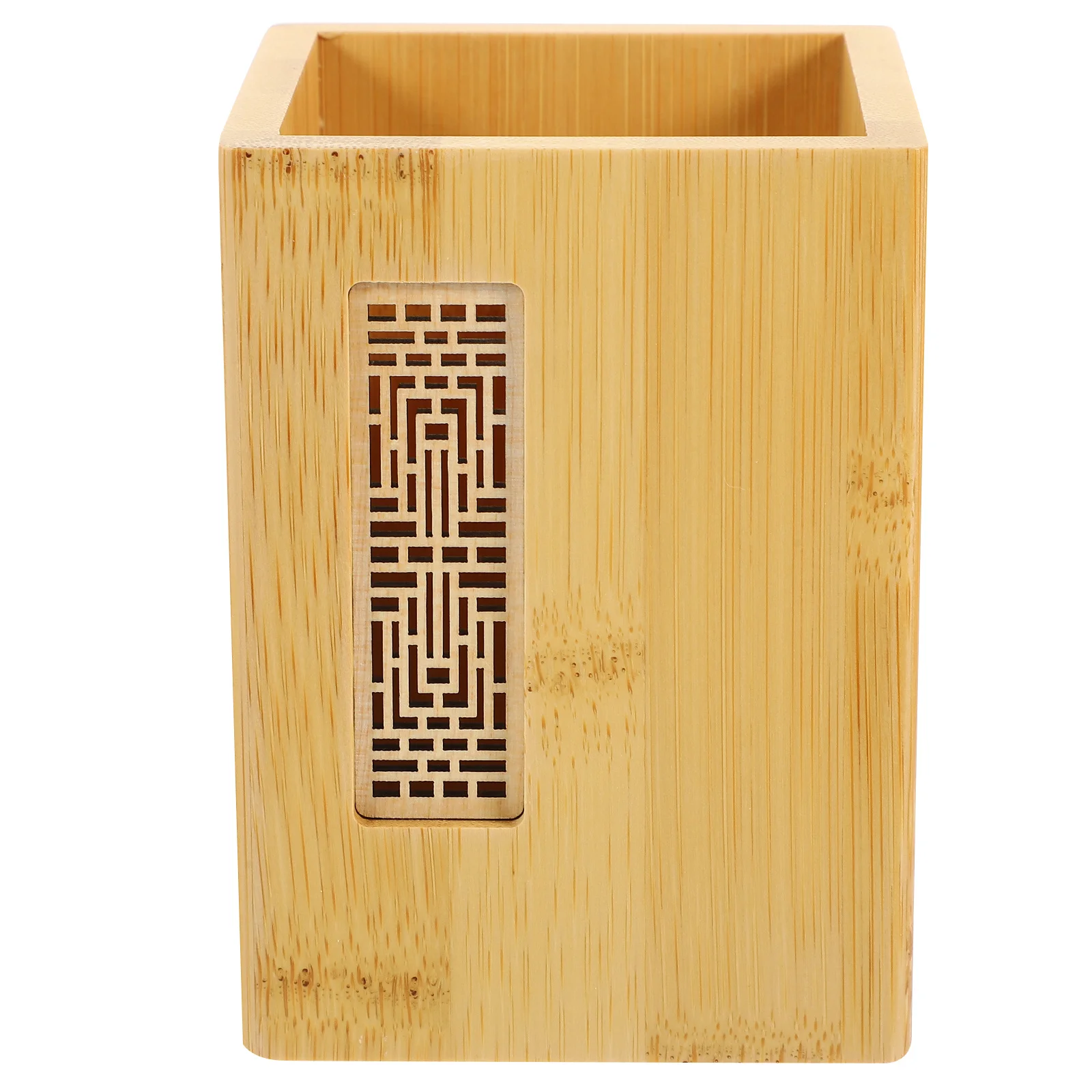 

Wooden Pen Holder Decorative Brush Pot Solid Wood Desktop Organizer Large Capacity Japanese Style Office Pen Storage Container
