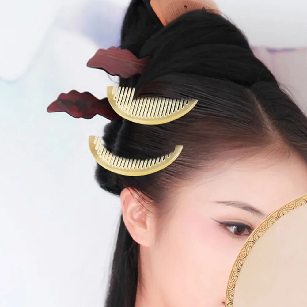 Elegant Retro Hair Comb Made of Natural Horn Anti-Static Gentle on Scalp Reduces Hair Loss Styling Side Comb for Home Salon