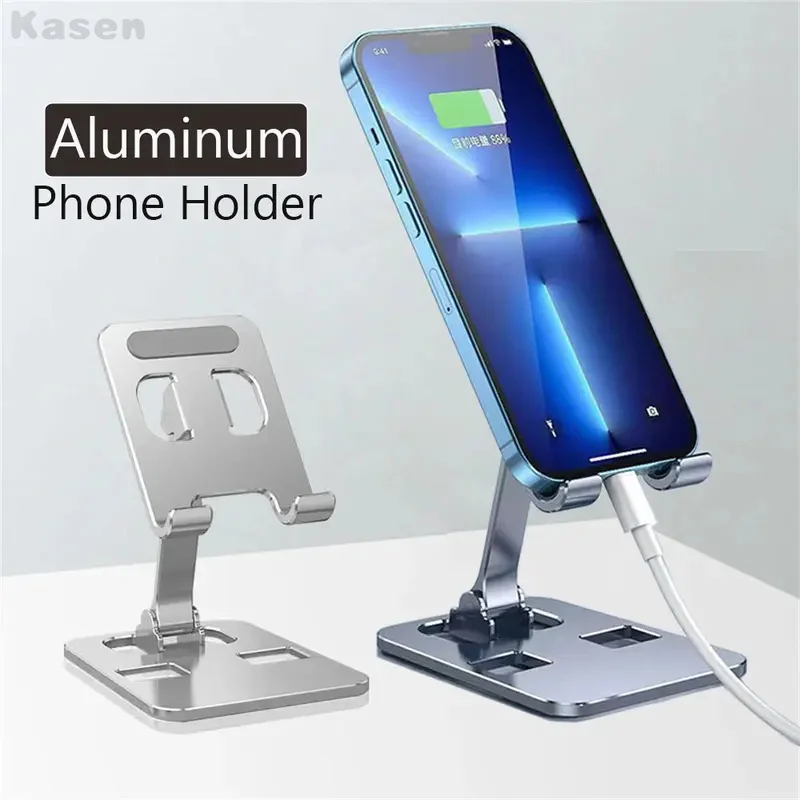 

Universal All Aluminum Alloy Foldable Desk Phone Mount Stand For Mobile Phone For Tablet Desktop Metal Holder