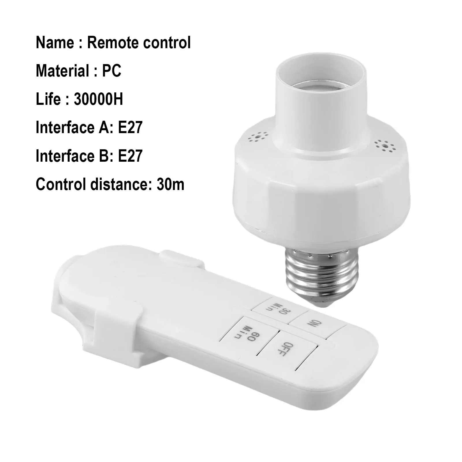 E27 Bulb Holder Wireless Remote Control Lamp Holder Automatic On off High-quality Plastic Intelligent Timer Switch